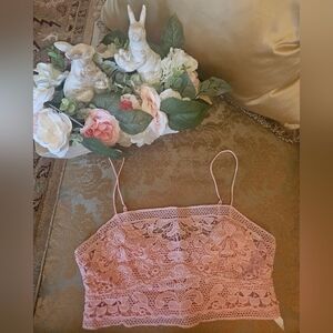 NWOT Fp One By Free People Lyra Lace Bralette In  Pink